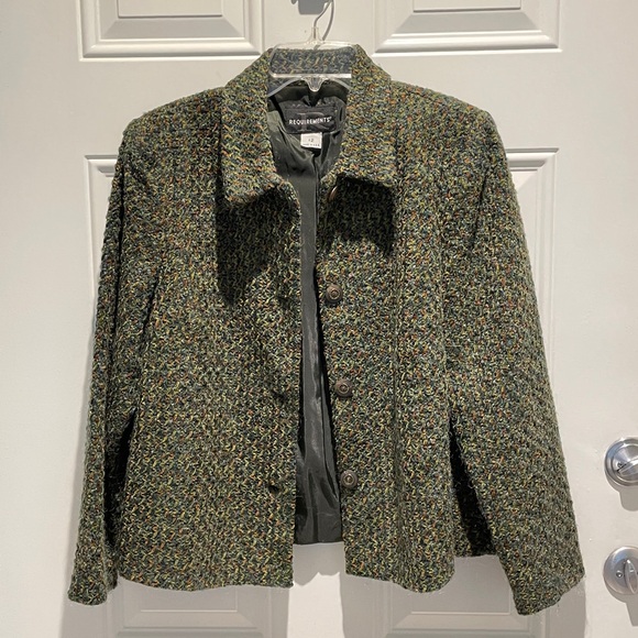 Requirements Tweed Green Button-down Jacket Blazer Coat Size 12, Business Casual - Picture 1 of 10